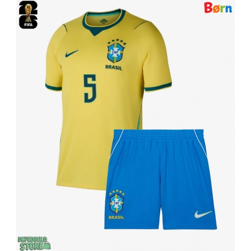 Brasilien Casemiro #5 Replika Babytøj Hjemmebanesæt Børn VM 2026 Kortærmet (+ Korte bukser)